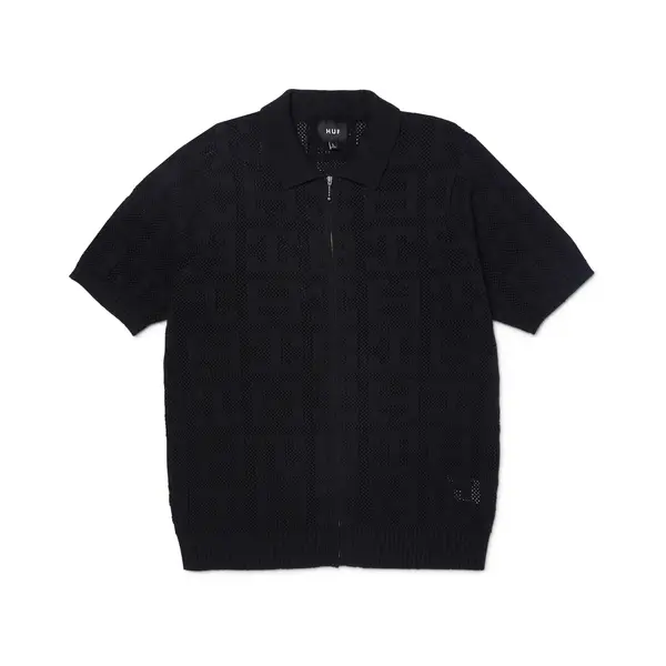 PULL MONOGRAM JACQUARD ZIP SWEATER BLACK