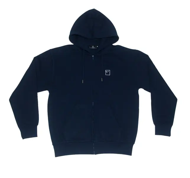 SWEAT HOOD ZIP BLOCKHEAD EMBROIDERED NAVY